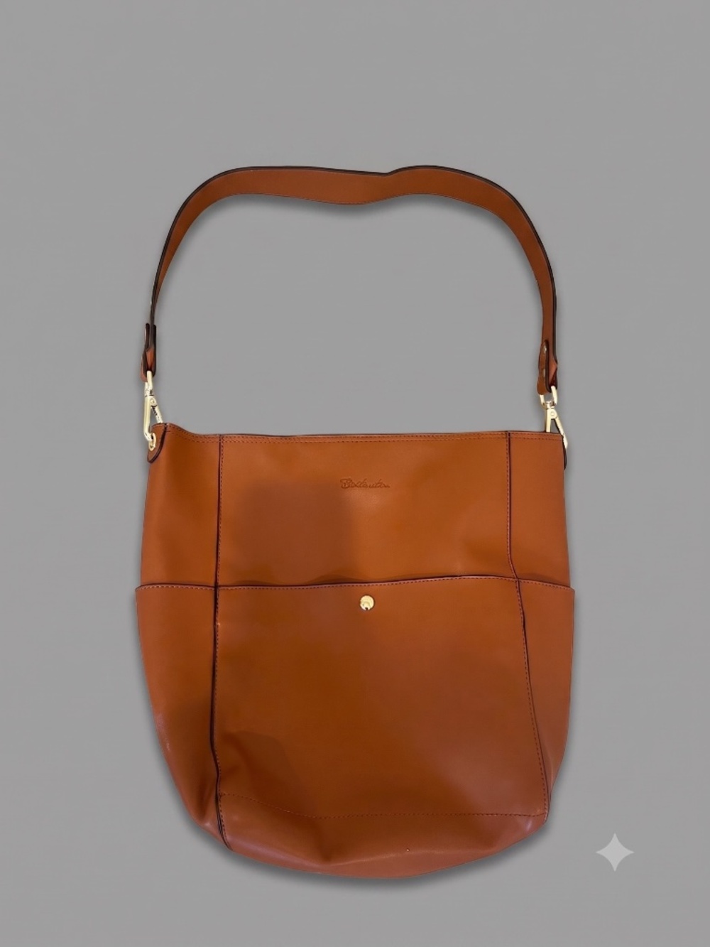 Bostanten Cognac Brown Leather Bucket Bag